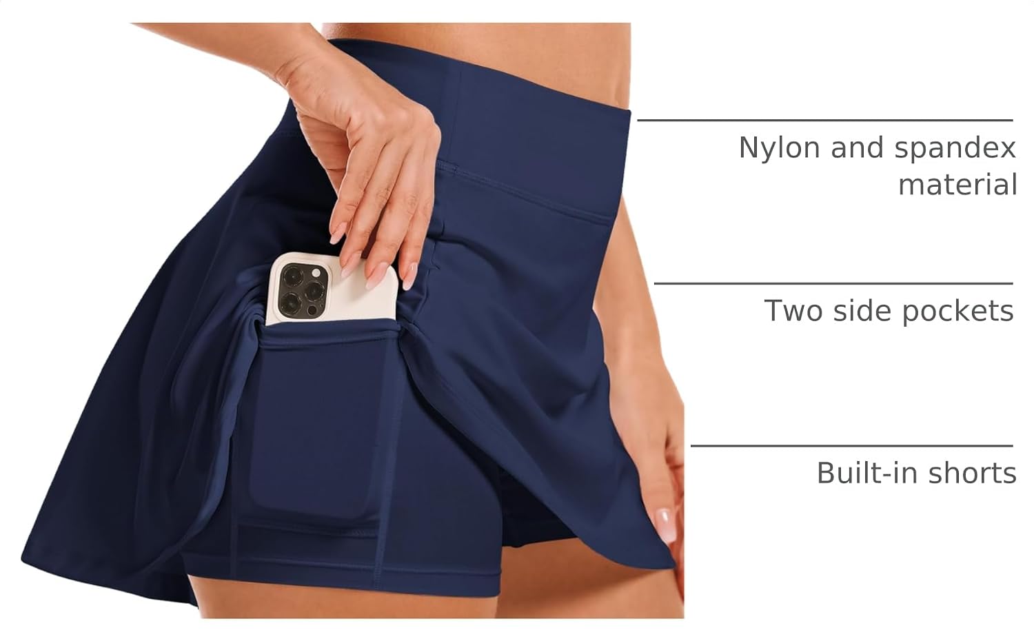 Detalle 2 de Stelle Women's Tennis Golf Skirt with Pockets and Built-In Shorts – High Waisted Athletic Skort