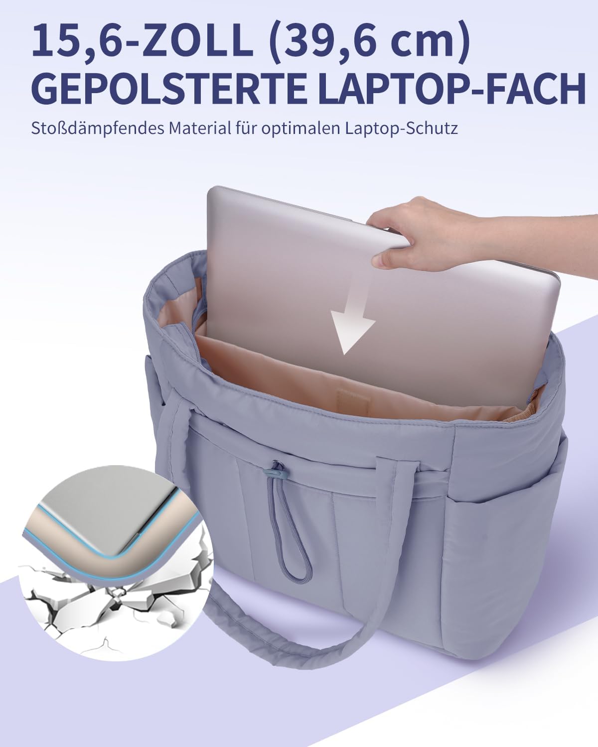 Thumbnail 3 de Wandering Nature Handtasche Damen Tote 20L – gepolstertes Laptopfach 15,6 Zoll, Flaschenhalter, 40oz/1,18 L, 20L Großgesteppt