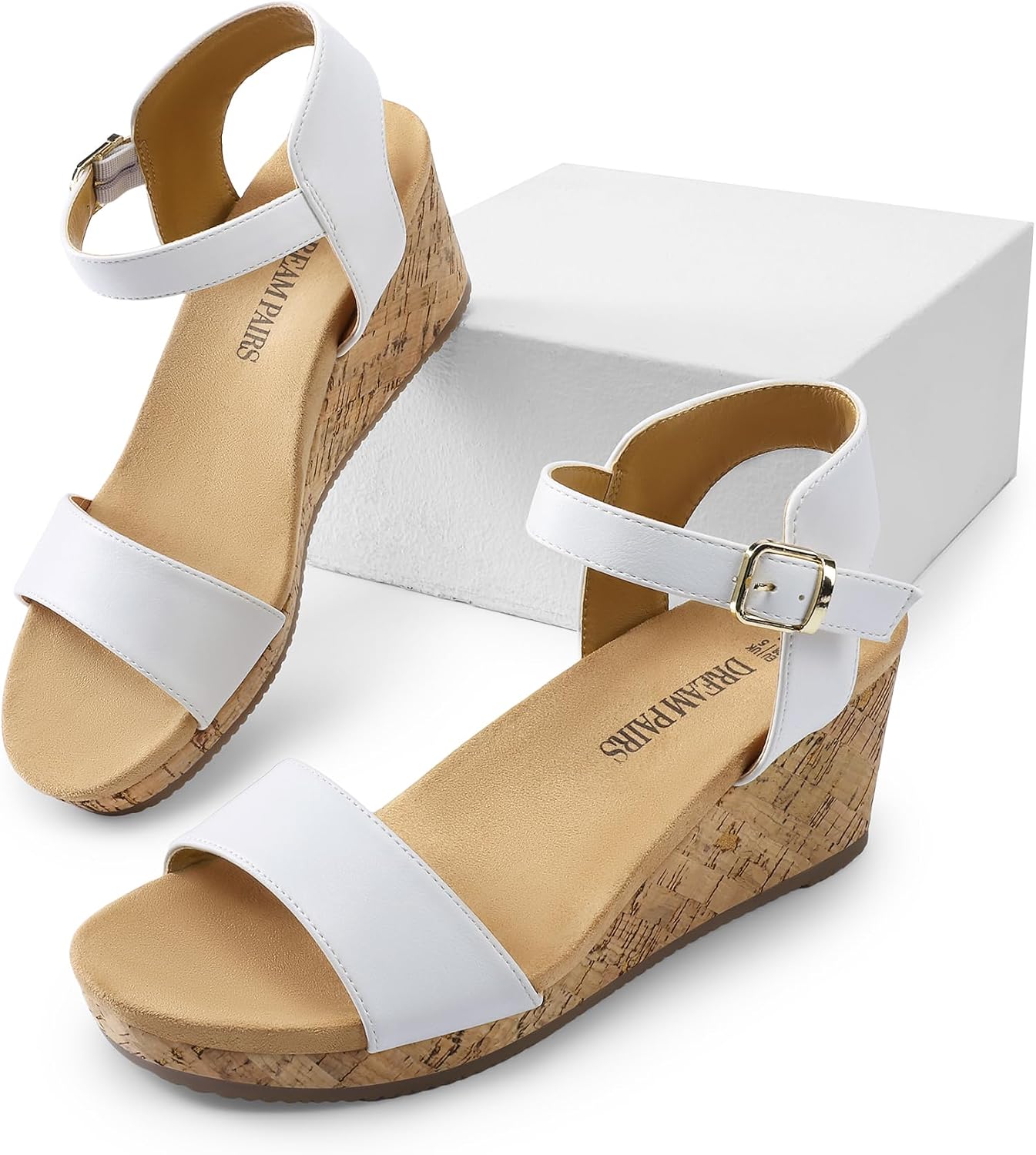 Detalle de Dream Pairs Women’s Open Toe Buckle Ankle Strap Platform Wedge Sandals