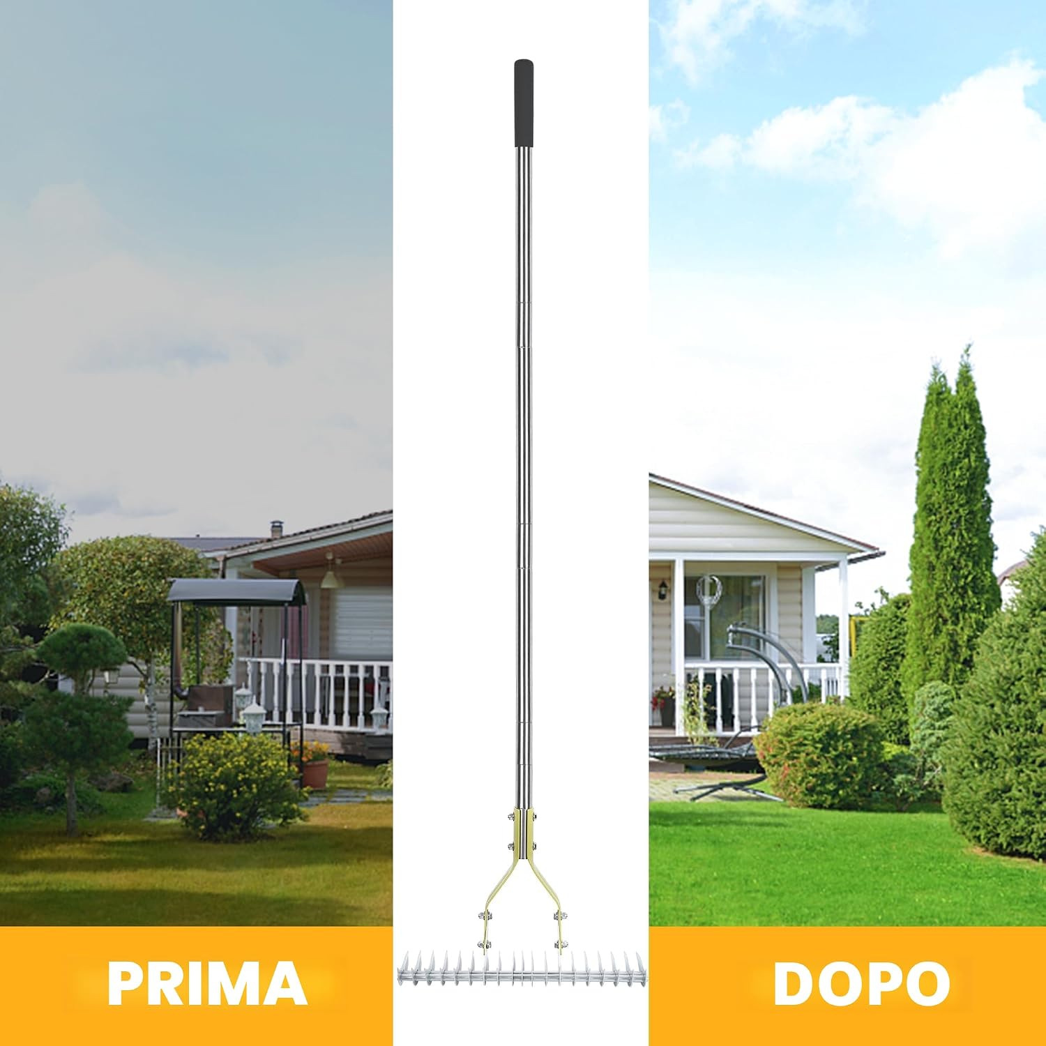 Thumbnail 6 de BARAYSTUS Rastrello per paglia e prato con manico regolabile da 148 cm – pettine multiuso per diserbo e concimazione