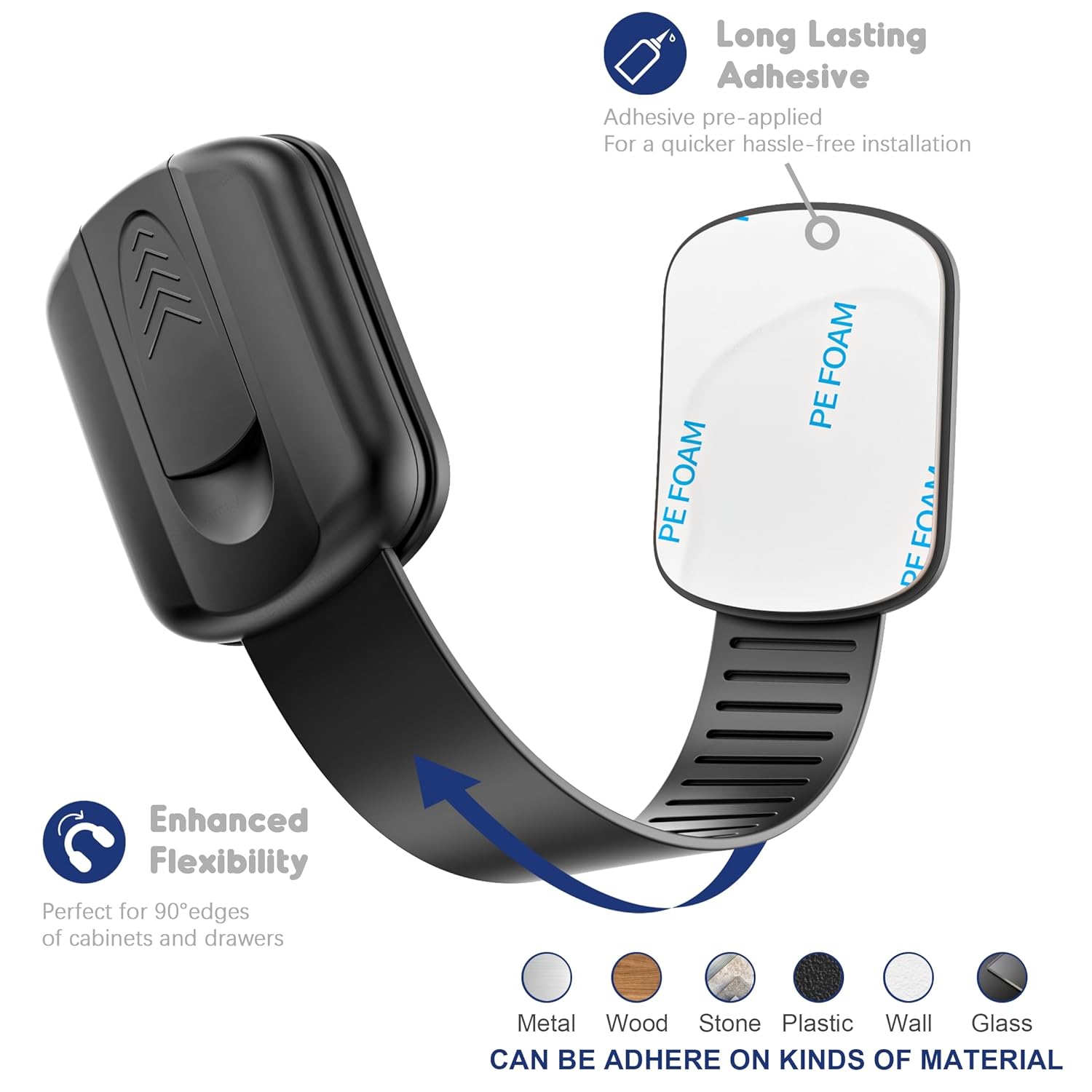 Thumbnail 2 de Septeamay Kindersicherung für Schrank und Schubladen (10 Stück) – Schubladensicherung mit 3M Kleber, ohne Bohren, Schwarz