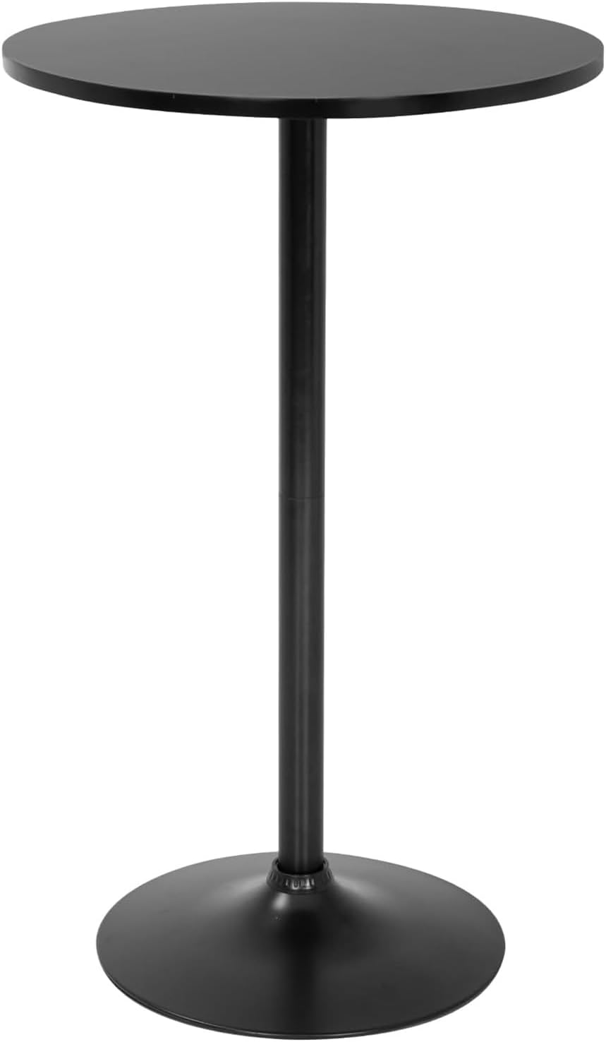 Detalle de FDW Modern Round Hydraulic Pub Table, Black, Wood Top, Metal Frame
