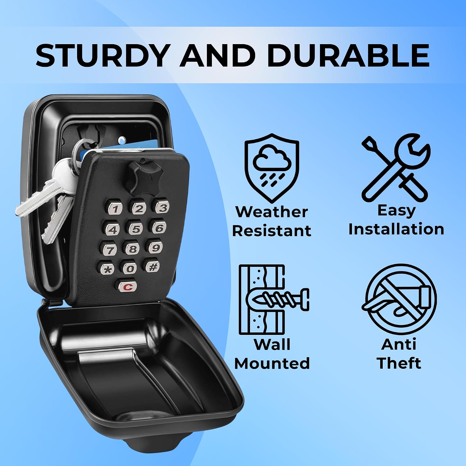 Thumbnail 2 de XShield 12-digit Combination Key Safe: Wall-mount Weatherproof Lock Box with Large Capacity