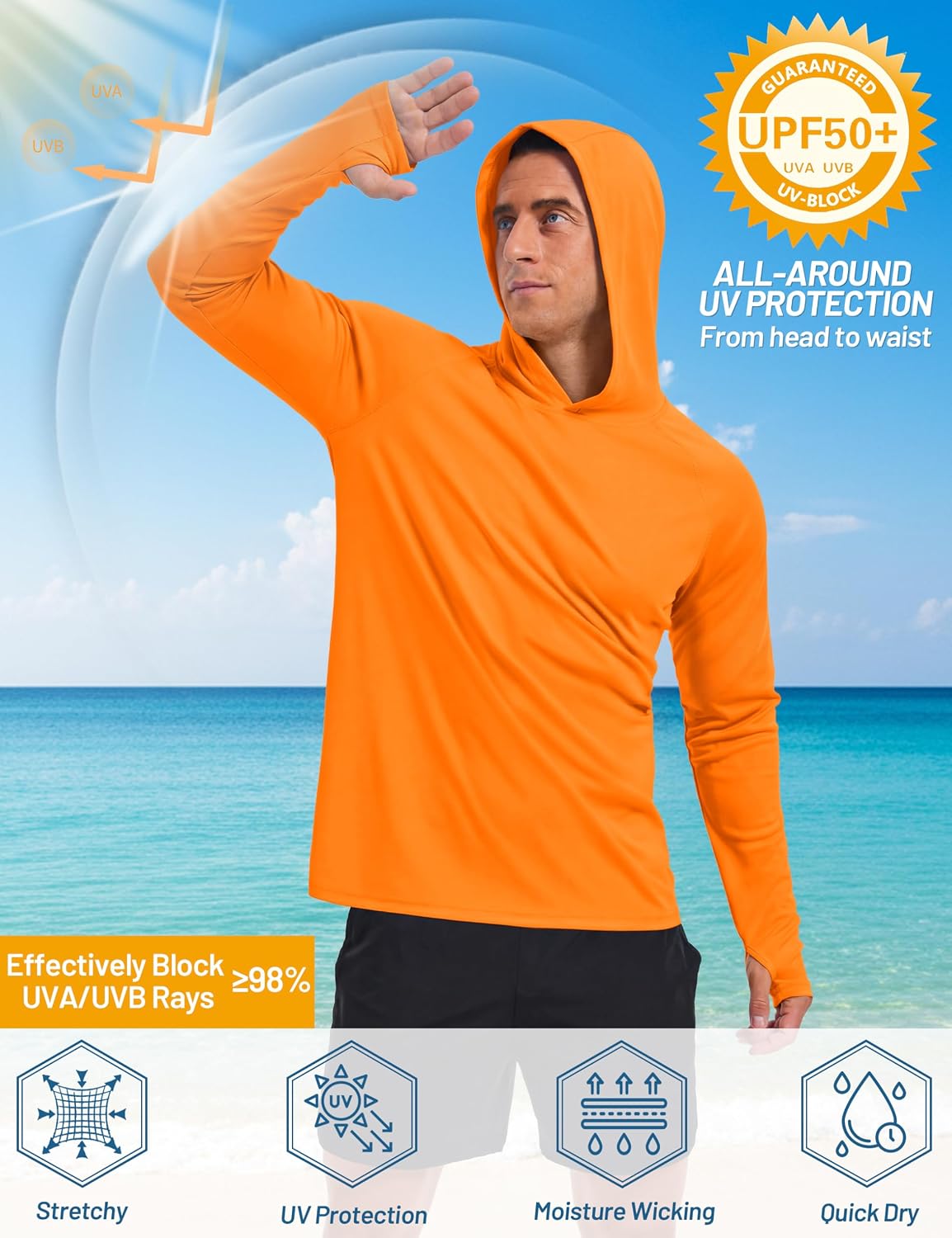 Thumbnail 2 de TACVASEN UPF 50+ Sun Hoodie Long Sleeve