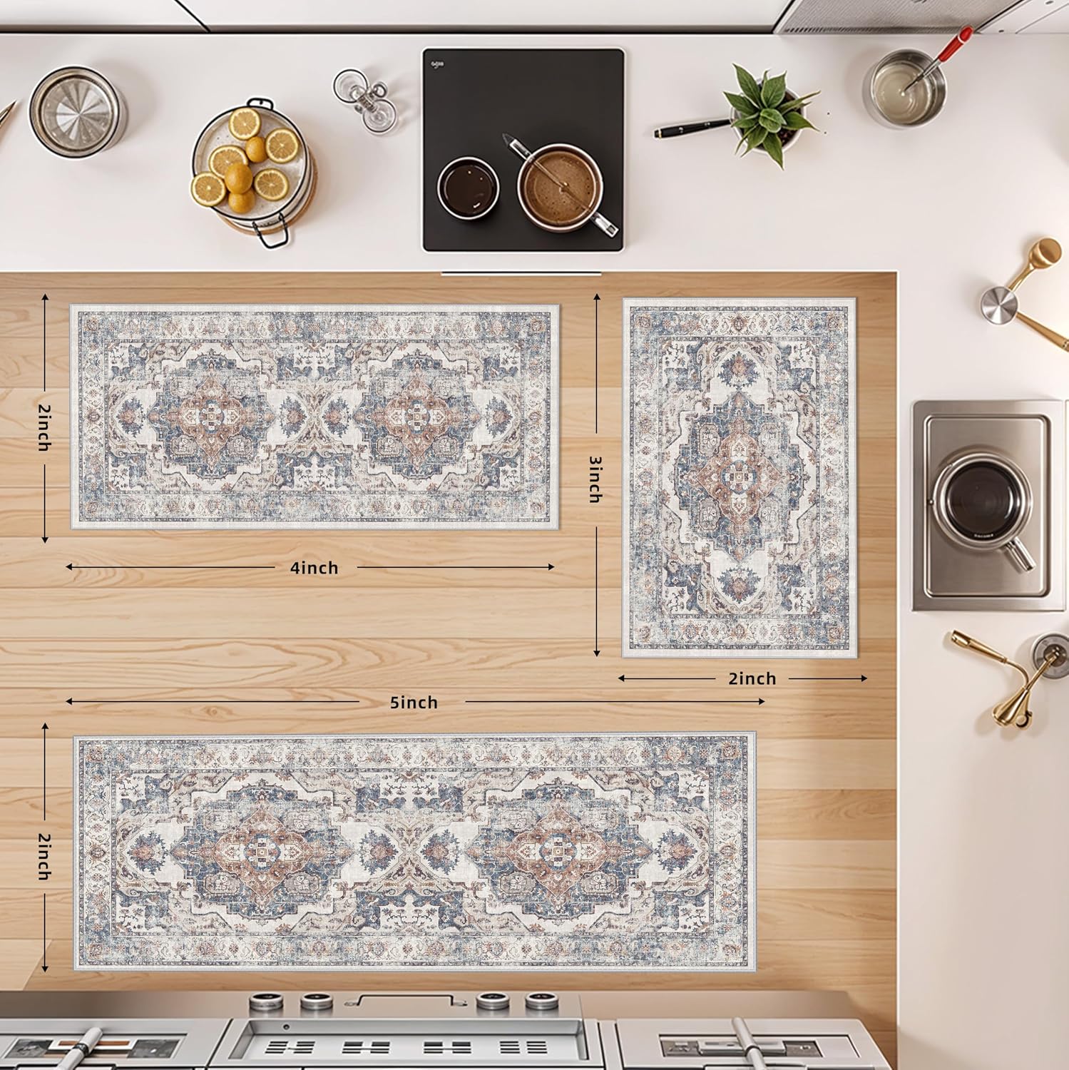 Thumbnail 5 de Kitchen Rug Set 4-Pack, Water-Resistant Mats