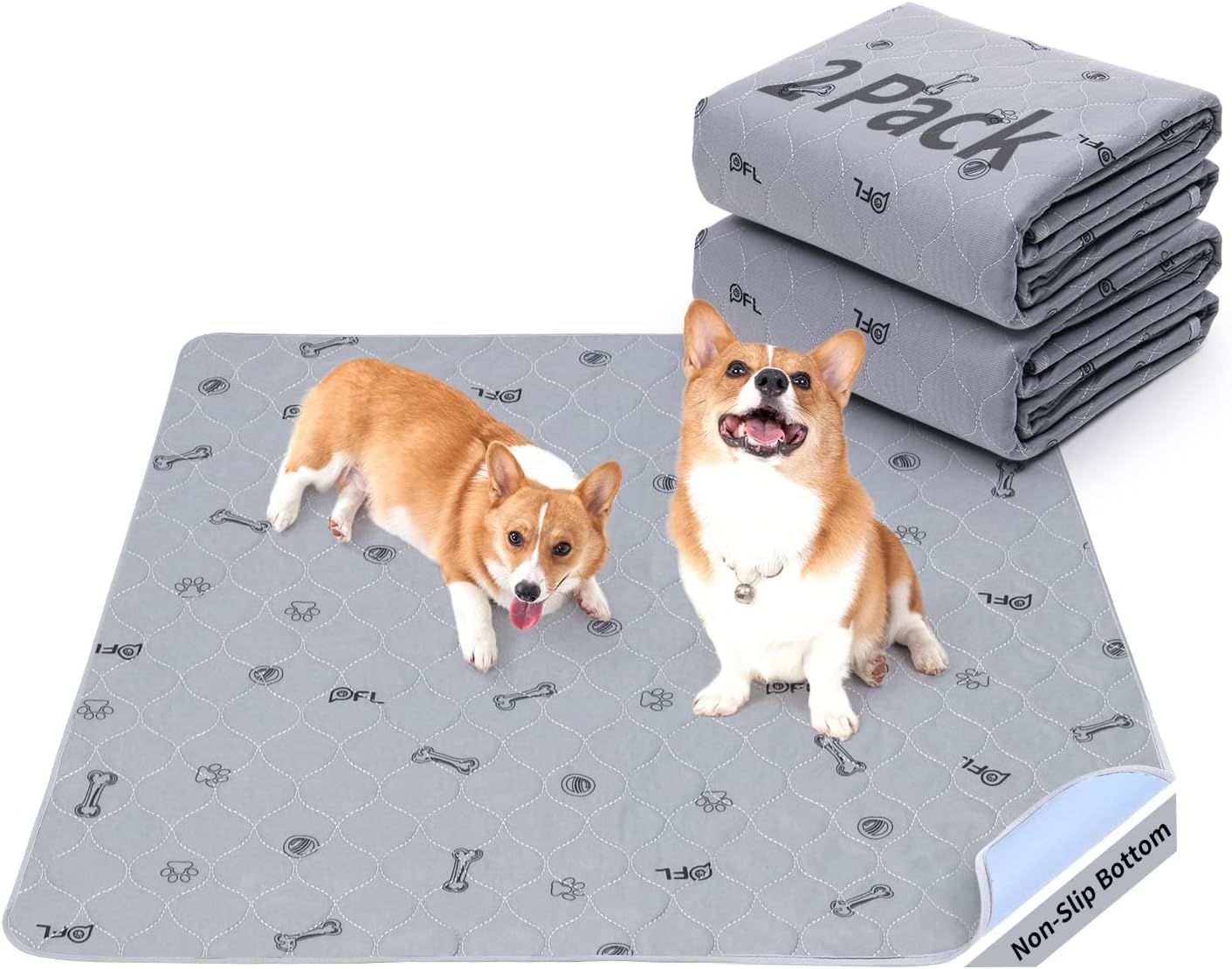 Washable Pee Pads for Dogs (2 Pack) – Reusable Puppy Pads 92 x 104CM with Non-Slip Backing