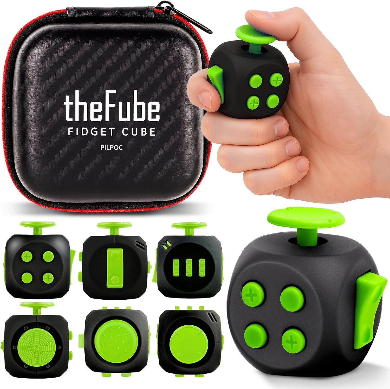 Detalle de PILPOC theFube Fidget Cube (6-sided) with Audible/Silent Switch and Carry Case