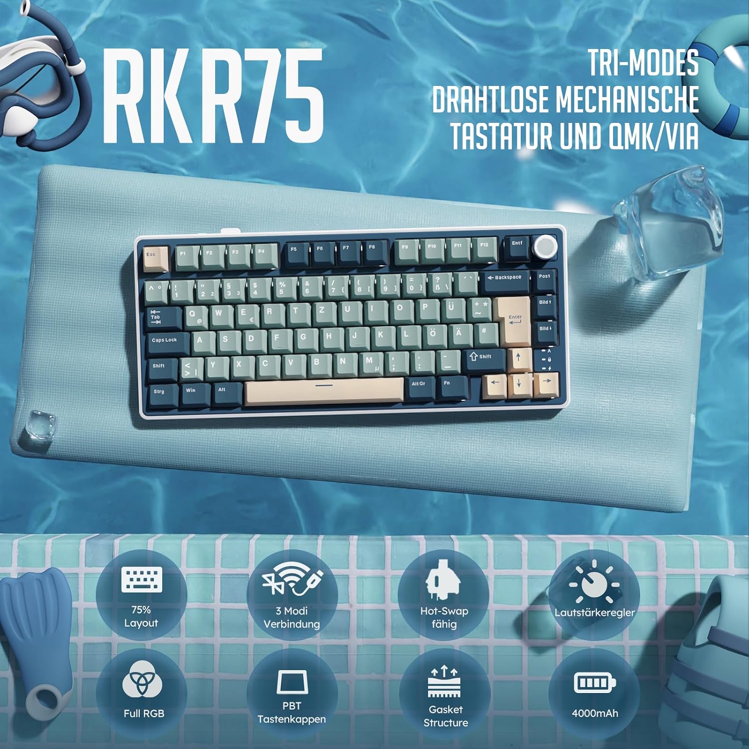 Thumbnail 1 de RK ROYAL KLUDGE R75 mechanische Tastatur 75% ⌨