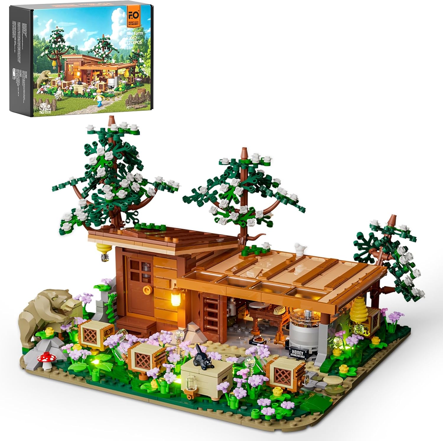 Detalle de FUNWHOLE Bee-Farm Lighting Building-Bricks Set – 1274 Pcs