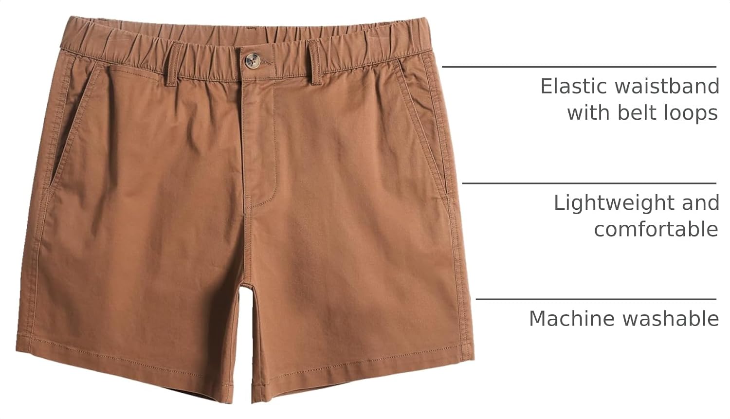 Detalle de maamgic Men's Classic-fit 5.5" Cotton Casual Shorts with Elastic Waistband and Multi-Pocket Design