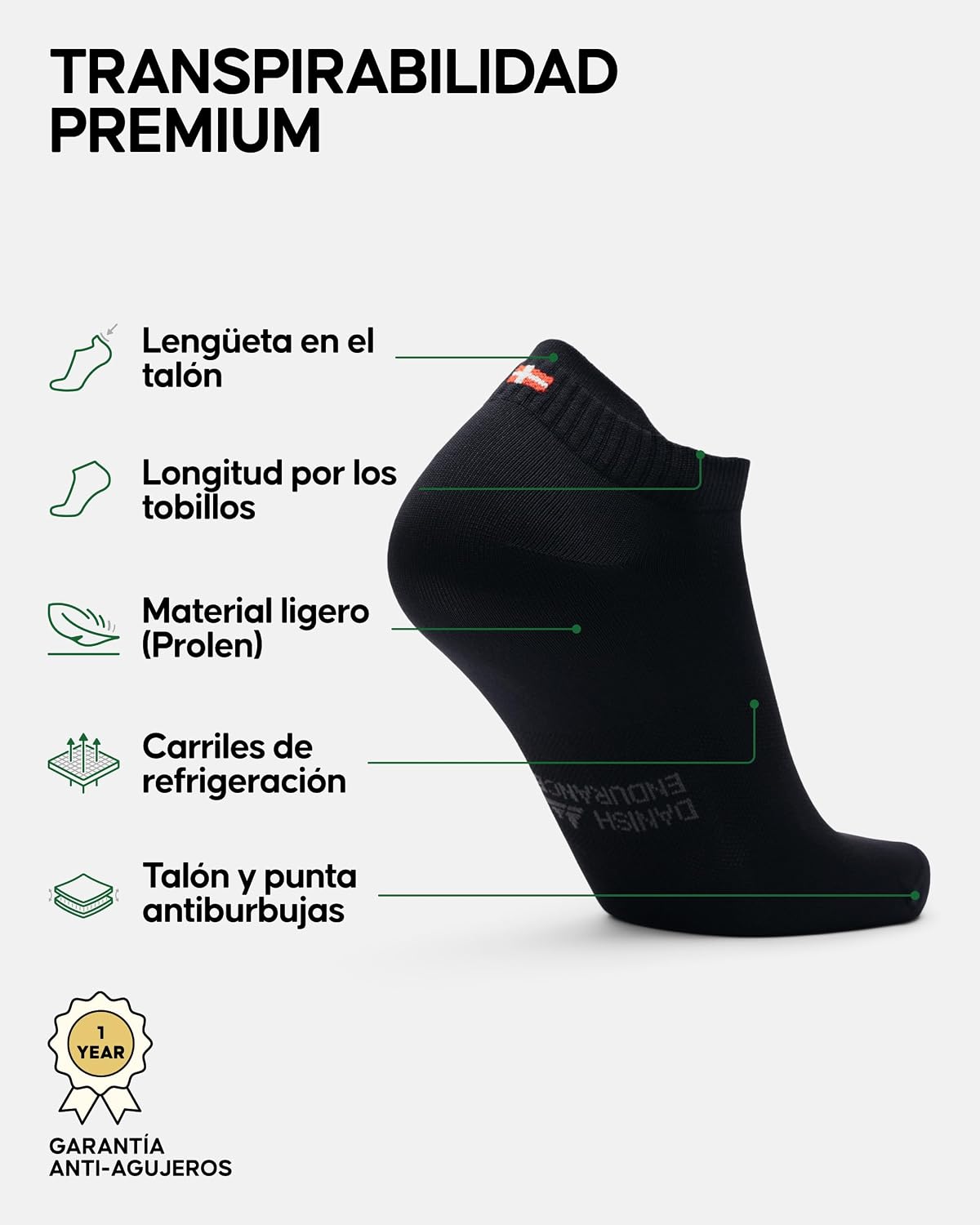 Detalle 2 de DANISH ENDURANCE Calcetines Deporte Pack 3 y 5