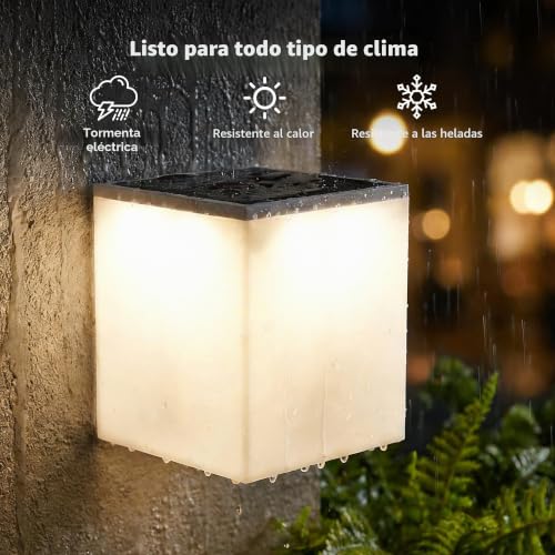 Detalle de Joomer Luces Solares LED Exterior Jardín (2 Piezas) – Aplique de Pared con 3 Modos y IP34 para Exterior