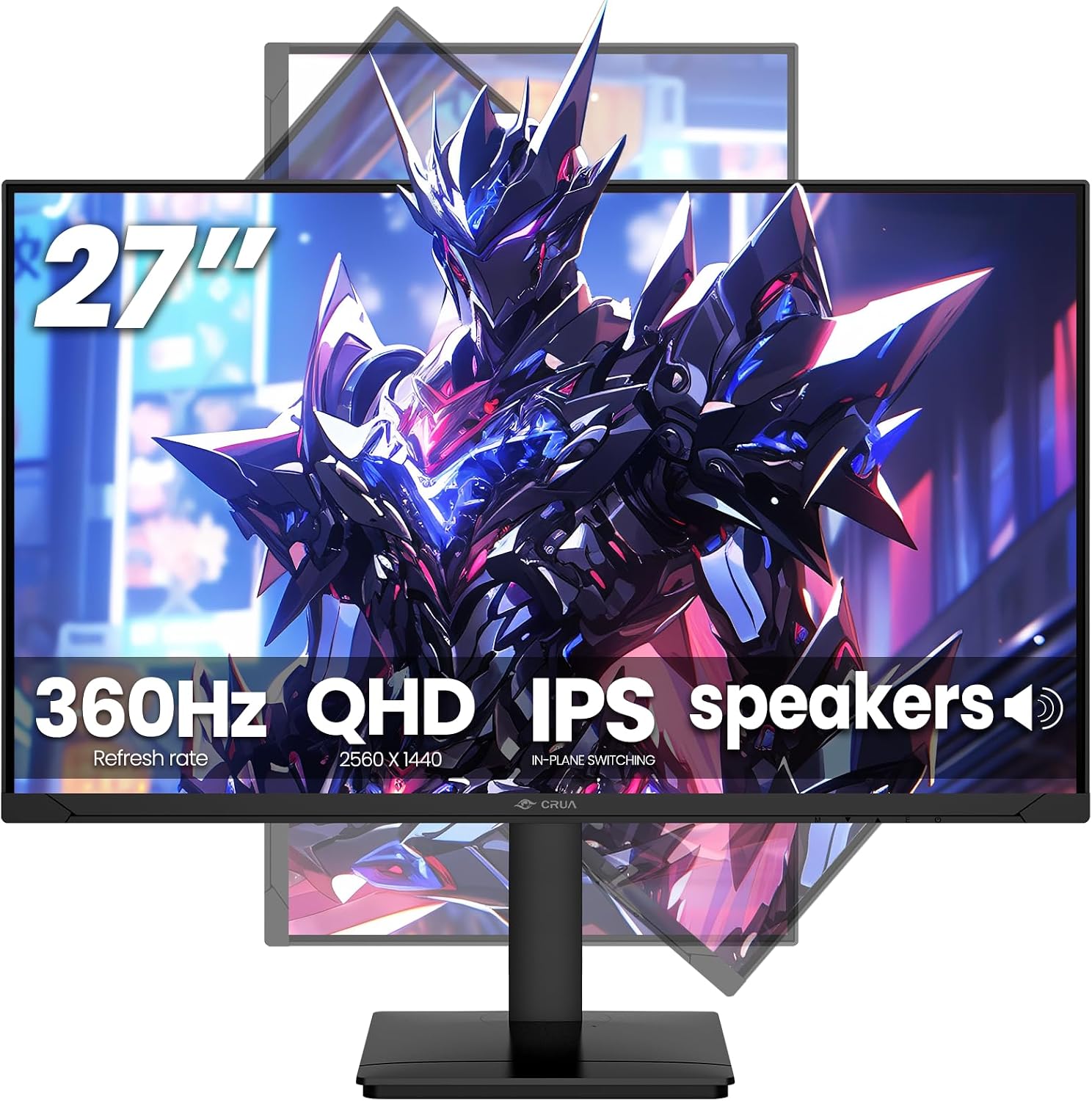 Detalle de CRUA 27'' Gaming Monitor: 360Hz, 1440p IPS, FreeSync, Built-in Speakers