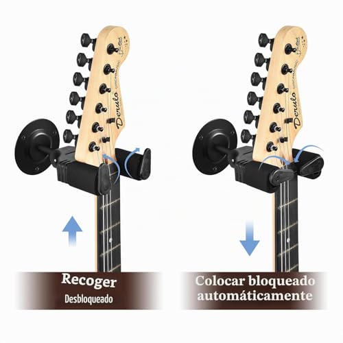 Detalle de OTraki Colgador de Guitarra para Pared con Bloqueo Automático | Soporte duradero para Guitarra, Bajo, Mandolina y Violín