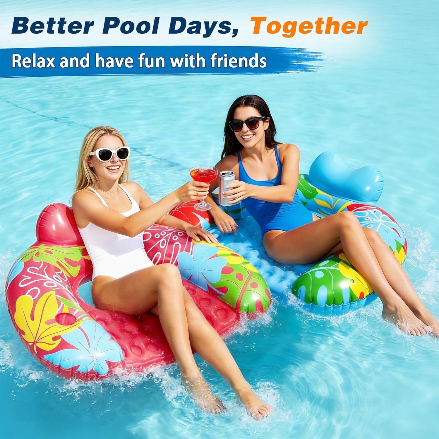 Thumbnail 4 de SEETOHOME 3-Pack Inflatable Pool Float Chairs with Cup Holders – Adults