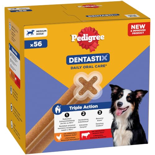 Detalle 2 de PEDIGREE DentaStix für mittelgroße Hunde (10–25 kg) — Zahnpflege-Snacks mit Huhn & Rind, 56 Stück