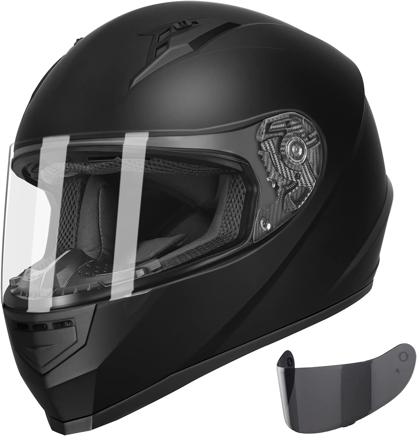 GLX GX11 Compact Motorcycle Helmet (Matte Black, Small) with Tinted Visor — DOT Approved Full-Face