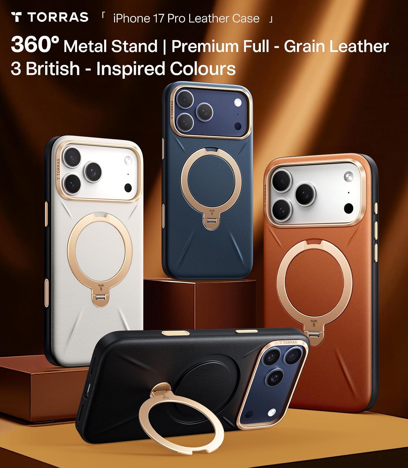 Thumbnail 5 de TORRAS 360° Ostand Q3 VegSkin for iPhone 17 Pro Max Case with MagSafe – Navy Blue