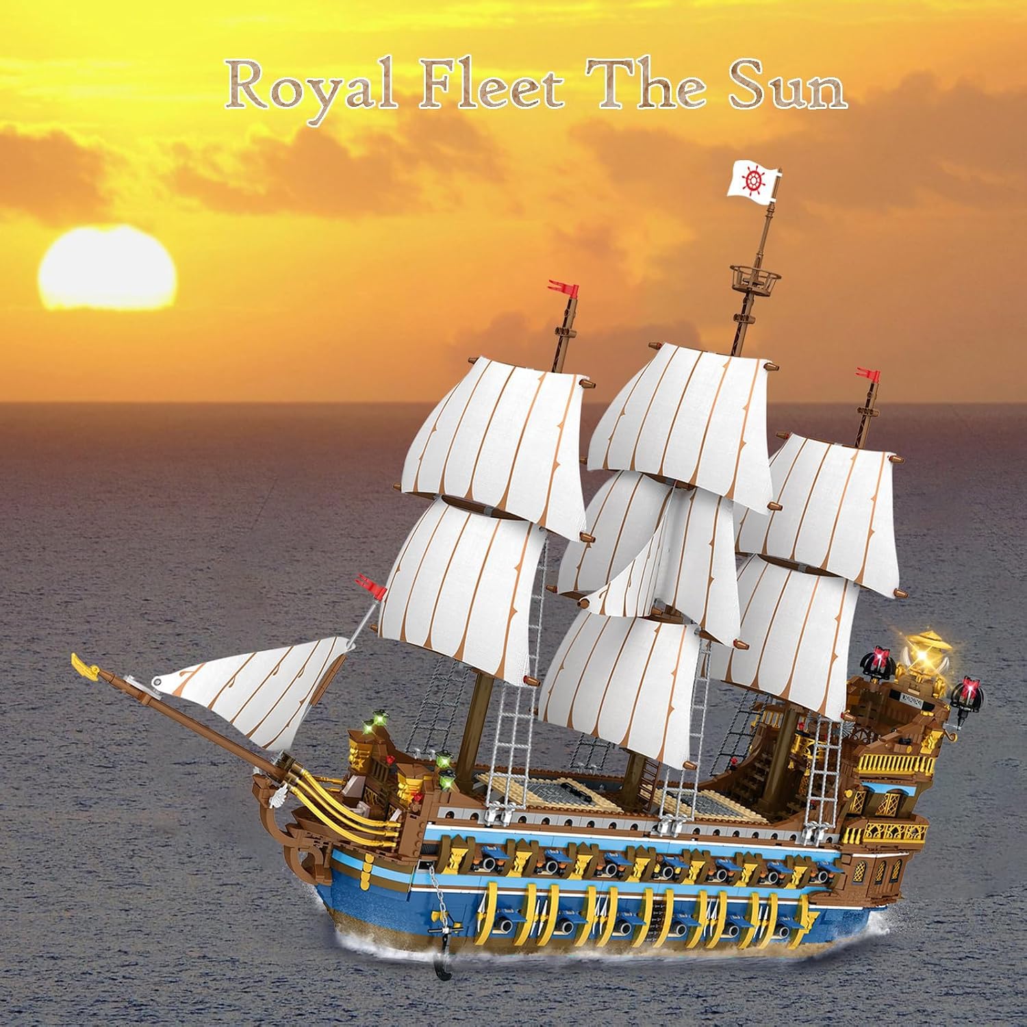 Thumbnail 1 de JMBricklayer 40103 – Kit de construction à pince pour maquette de bateau pirate de la Flotte Royale du Soleil