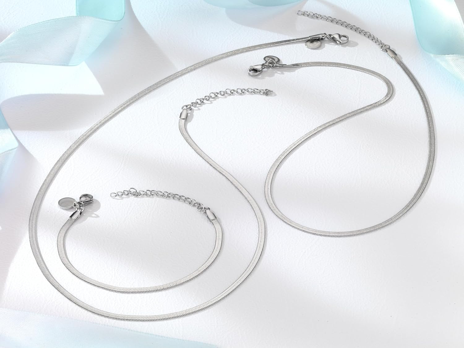Detalle de inSCINTILLE Collier homme femme en acier inoxydable – maille serpent réglable, prêt à offrir