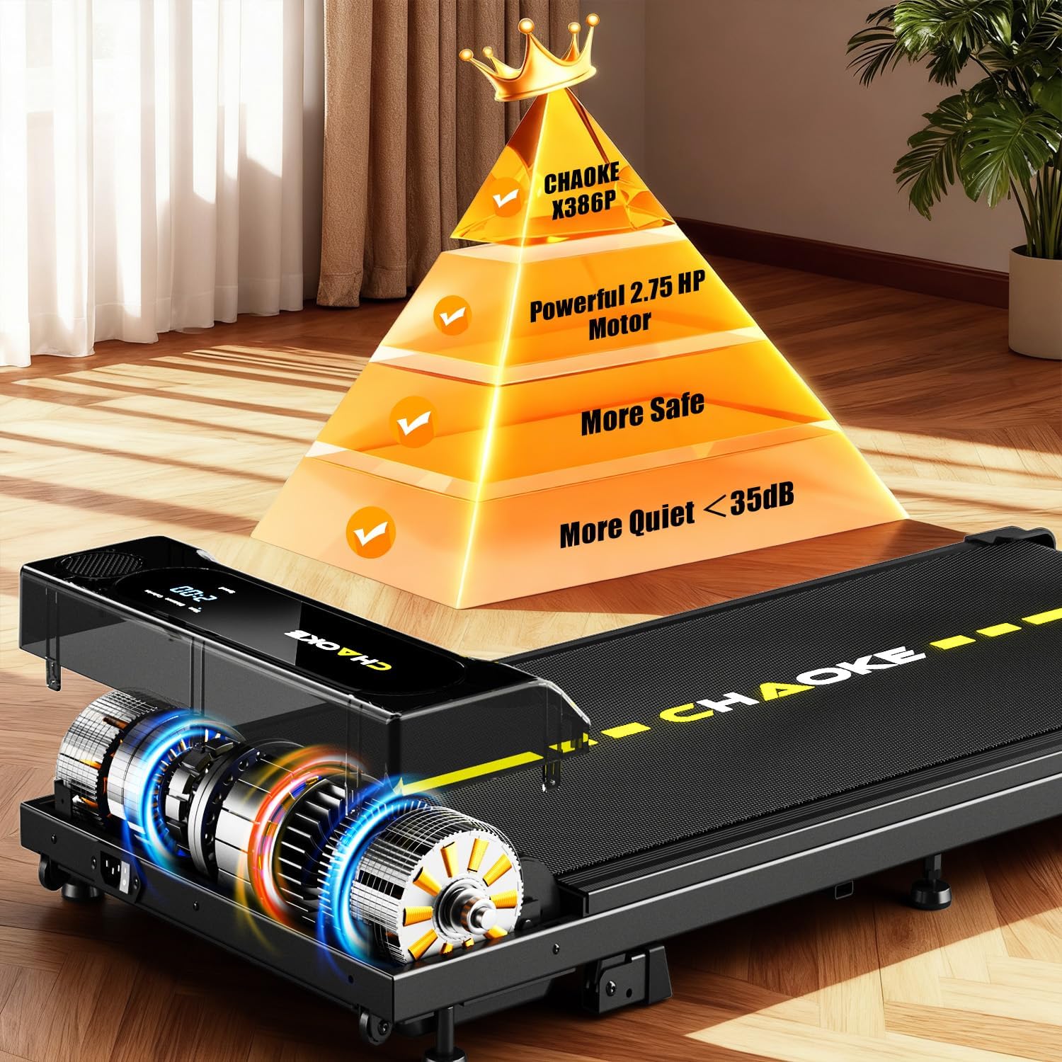 Thumbnail 1 de CHAOKE Walking Pad with 9% Incline — Under Desk Treadmill for Home or Office