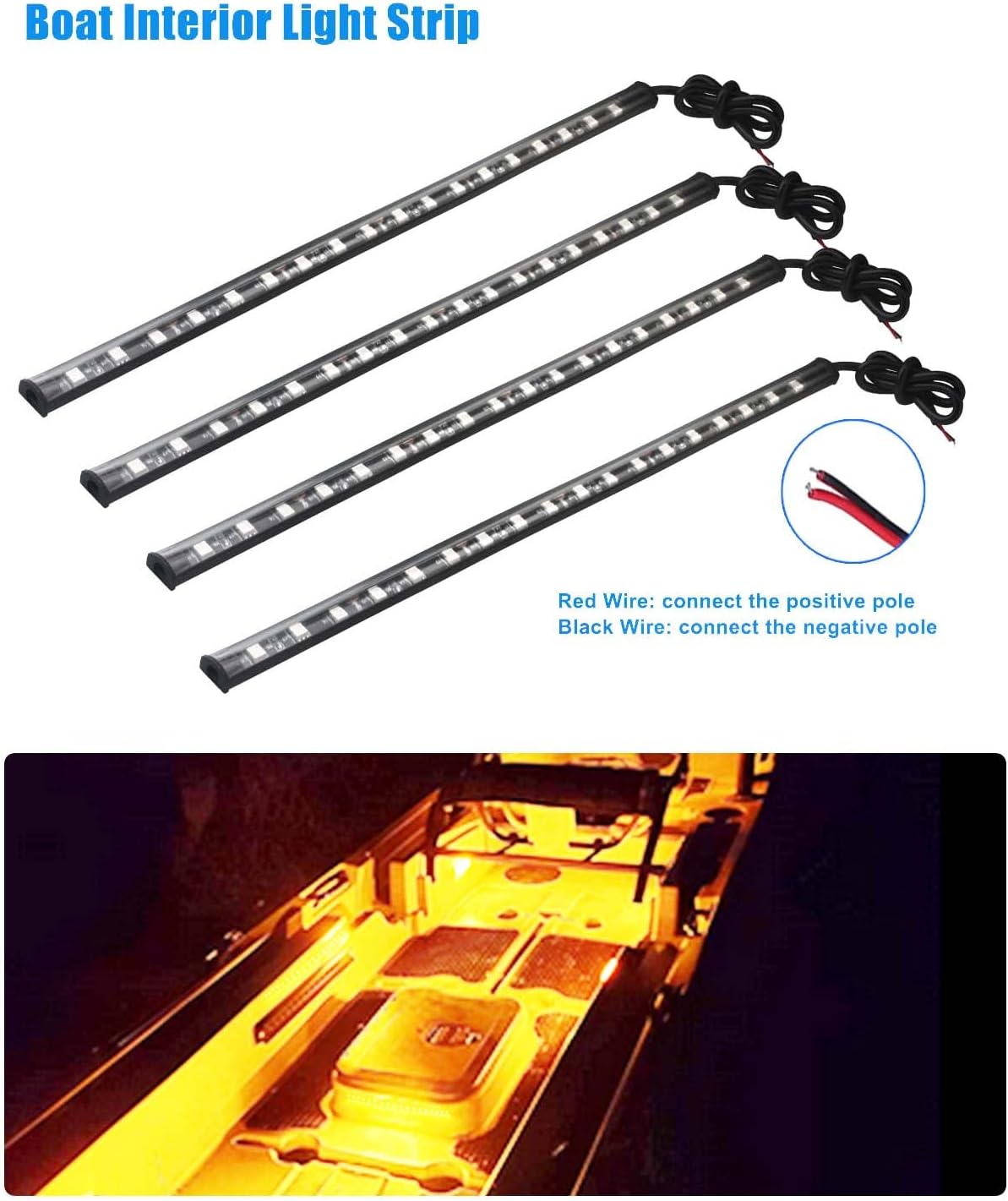 Thumbnail 3 de Motorbike & Car Underglow Lights 32cm Yellow 5050 18SMD Waterproof LED Strip Set of 4 (12V)