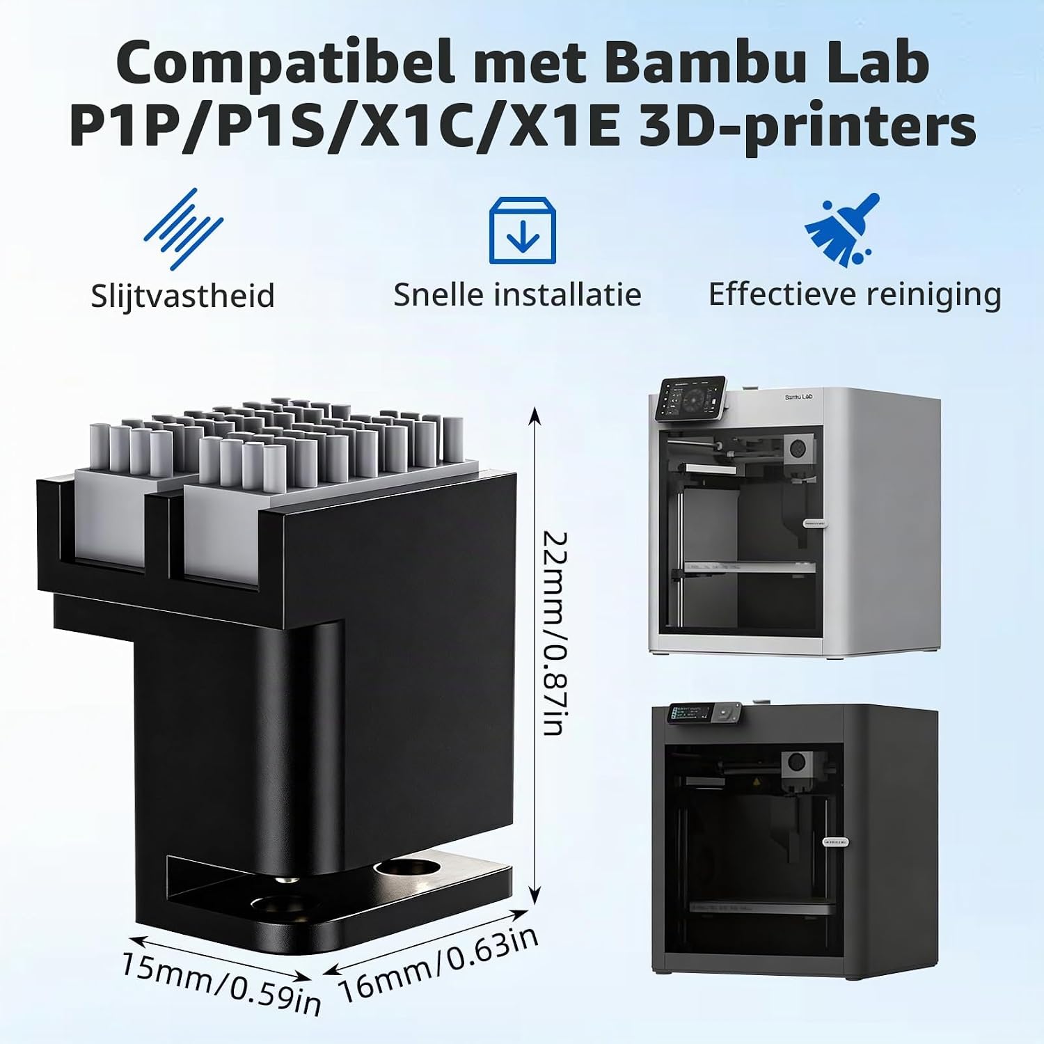 Detalle de Connextion Panda Brush XP siliconen nozzleborstel voor Bambu Lab P1P/P1S/X1C/X1E