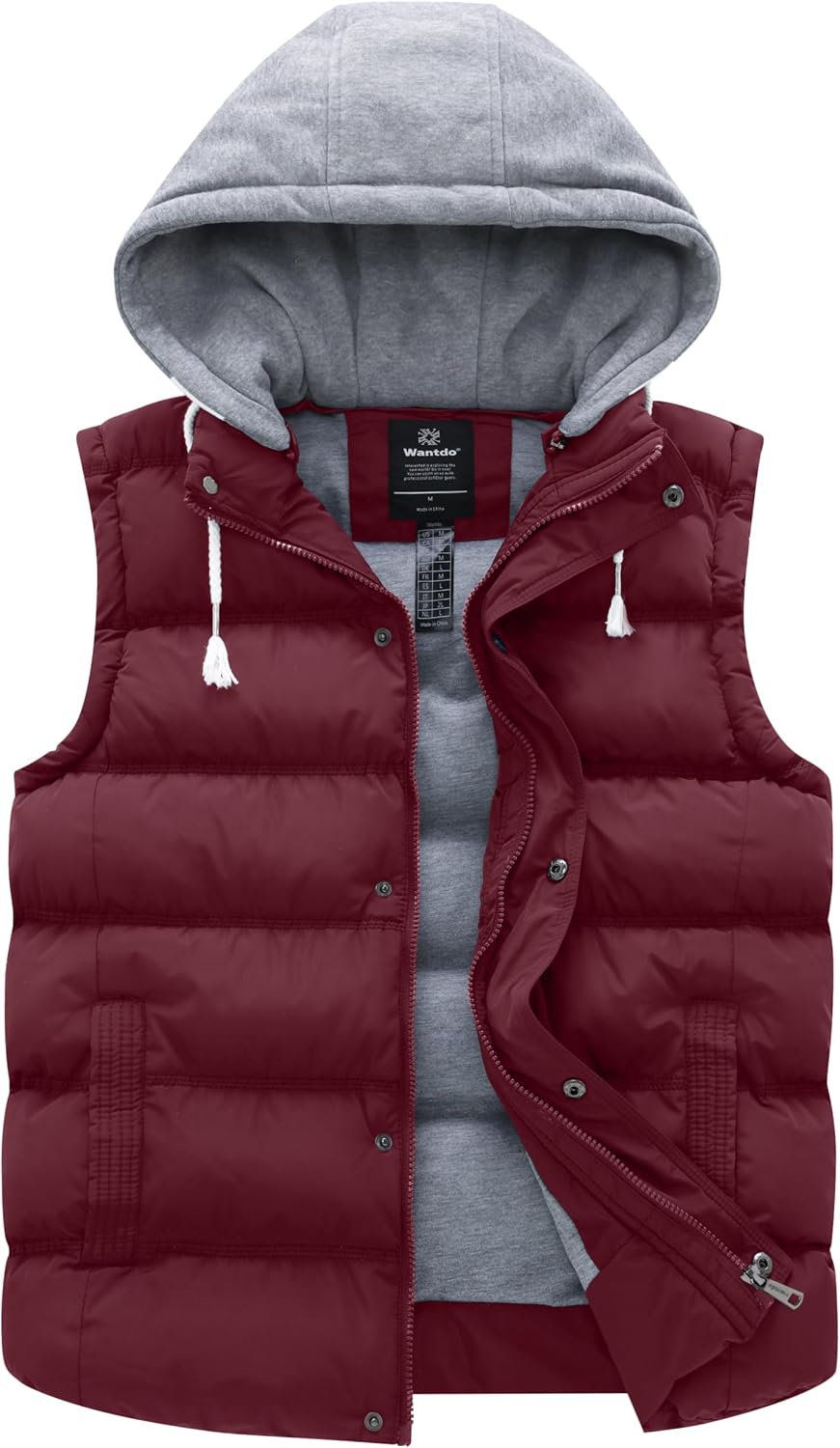 Detalle de Wantdo WT3520 Women’s Quilted Puffer Vest, Removable Hood, 3000 mm Waterproof Rating