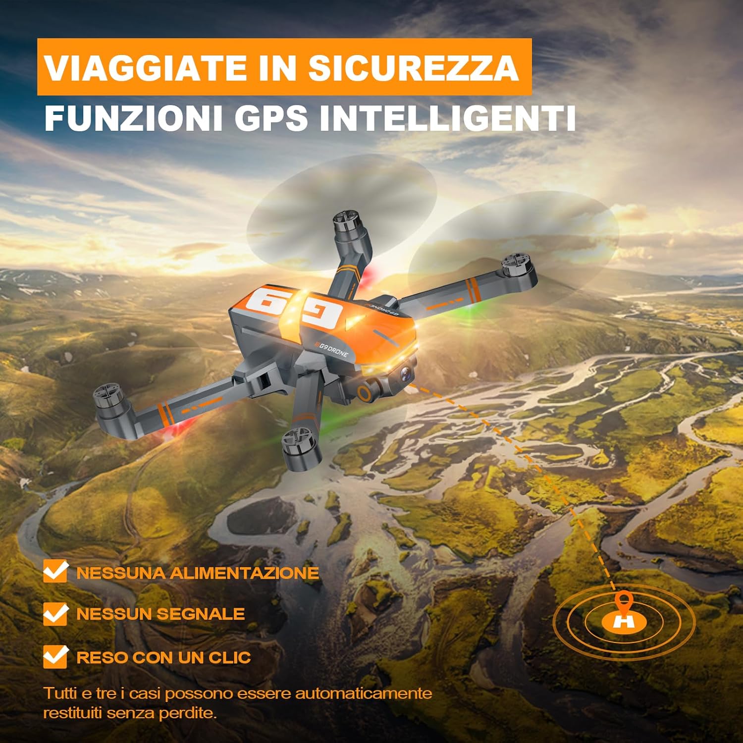 Detalle de G9 GPS Drone con Telecamera 4K: compatto, leggero e versatile per adulti e bambini