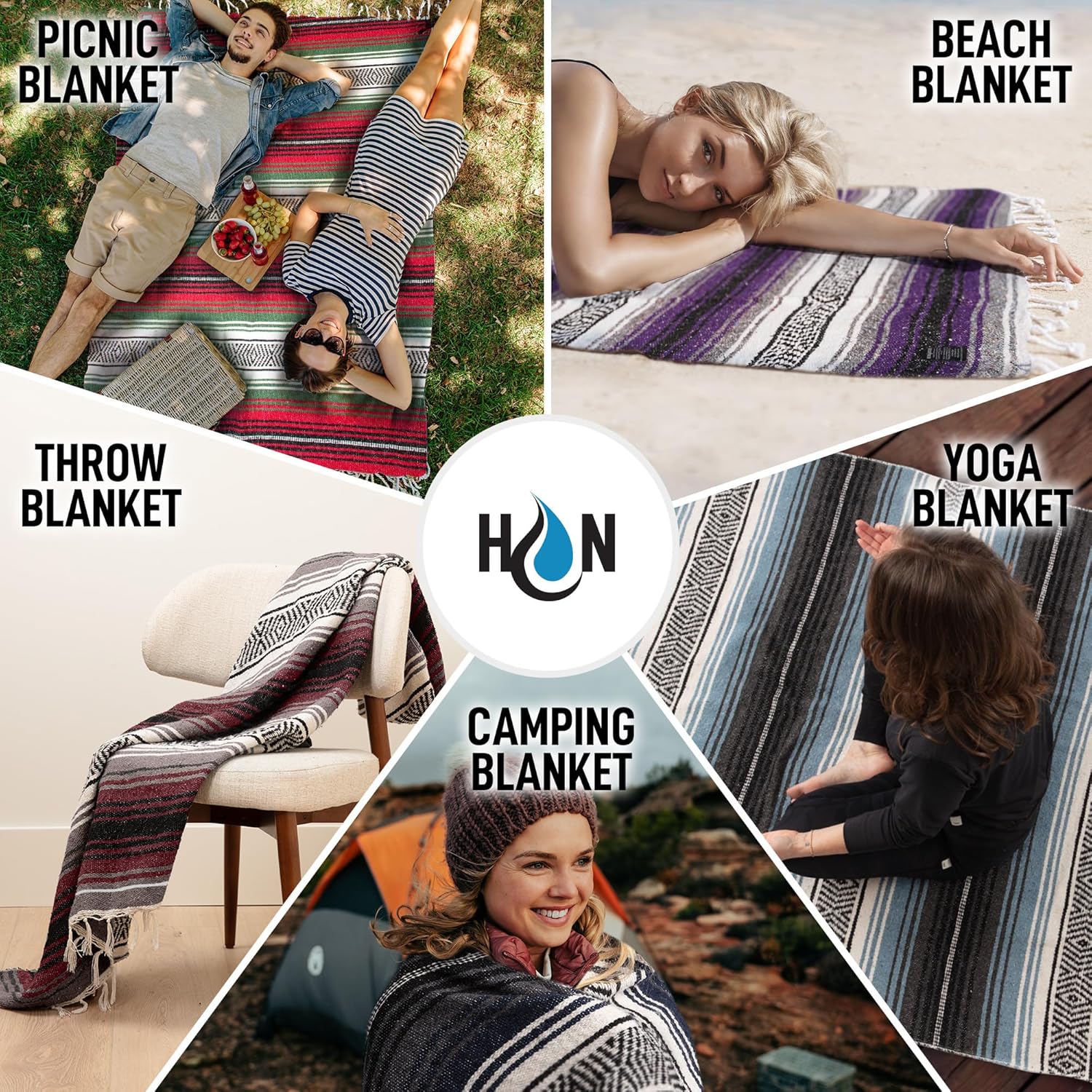 Detalle de Hydration Nation Handcrafted Mexican Blanket, Purple Recycled-Fiber Throw