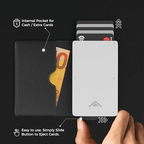 Thumbnail 4 de Stealth Wallet RFID Card Holder Wallet – Slim, Minimalist Aluminium & Leather Pop-Up Card Wallet