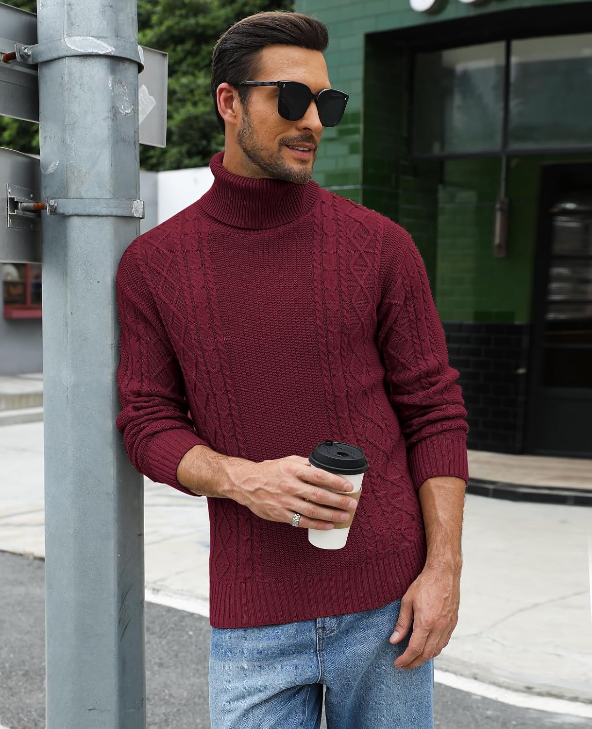 Detalle de Zetieny Herren Rollkragenpullover – Slim Fit Feinstrick mit Rollkragen, Langarm