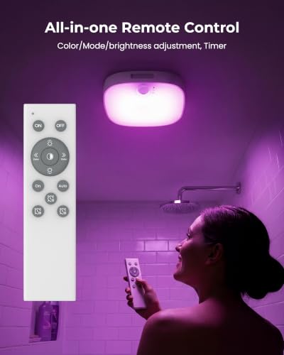Detalle de FULEN Plafonnier LED avec Détecteur de Mouvement – IP65, Batterie 10000 mAh, RGB et Télécommande