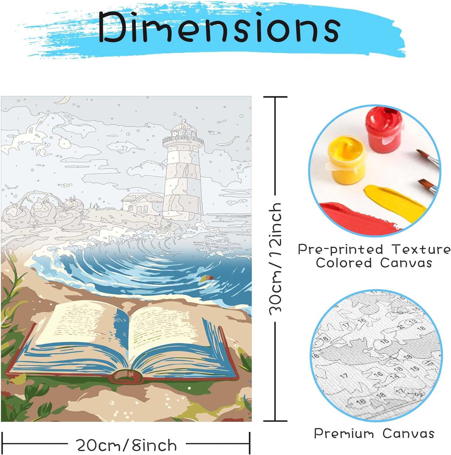 Detalle de Reofrey Framed Paint by Numbers Kit for Adults & Beginners (20x30cm) — Canvas Deer Animals