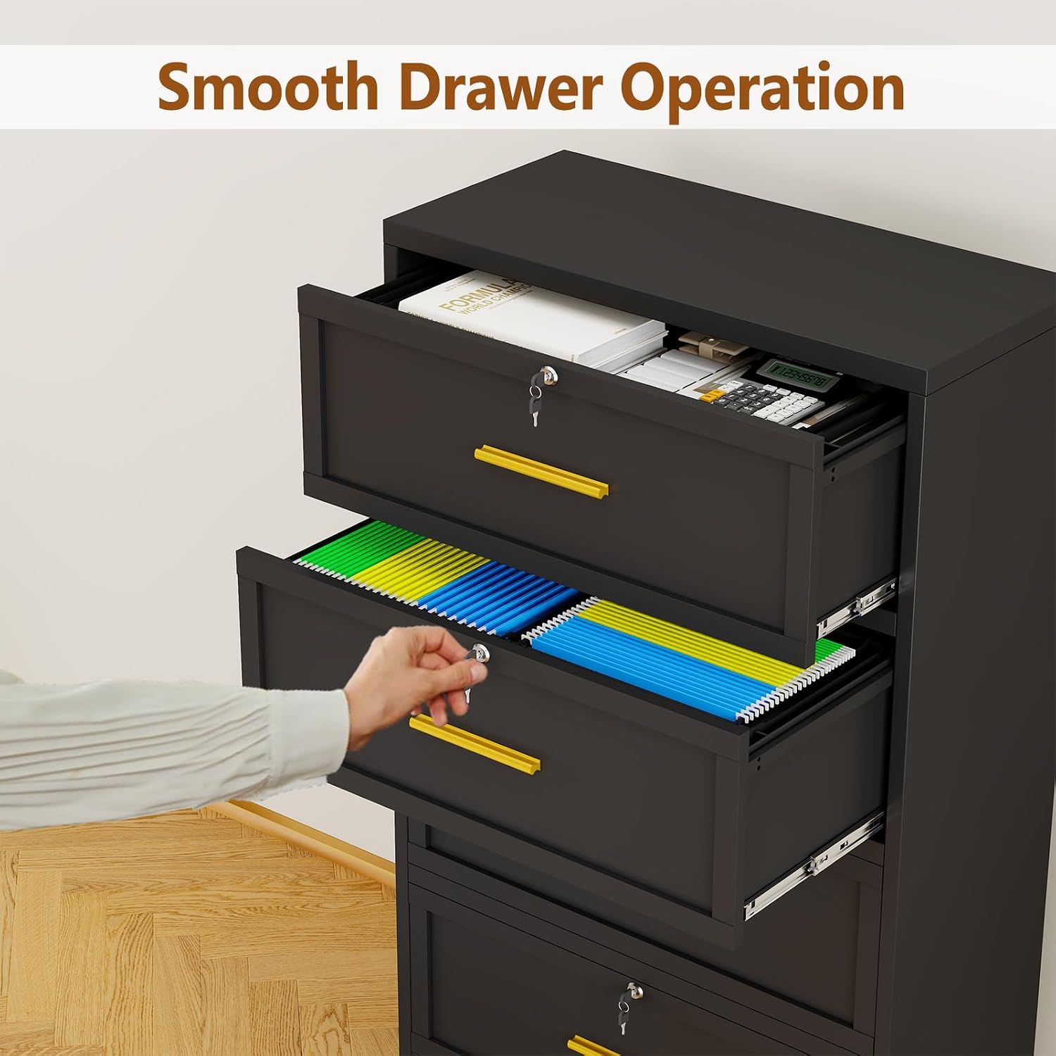 Thumbnail 5 de baoliwo DRES-6VF-180B 3-Drawer Metal Lateral File Cabinet with Lock