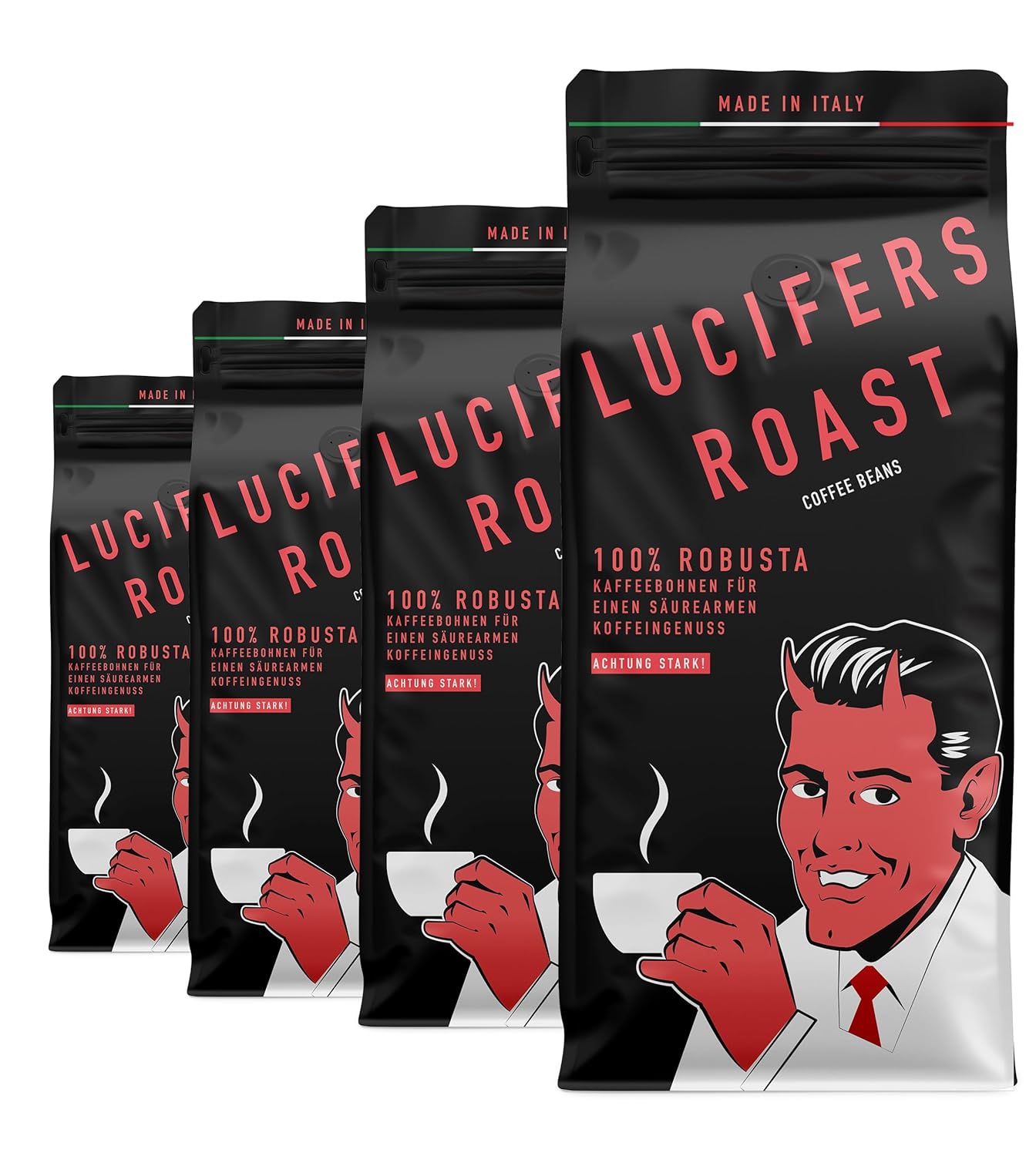 Thumbnail 6 de KIQO Coffee & Tea LUCIFERS ROAST 1 kg Robusta-Kaffeebohnen aus Italien (sehr starker Espresso, dark roast, säurearm)