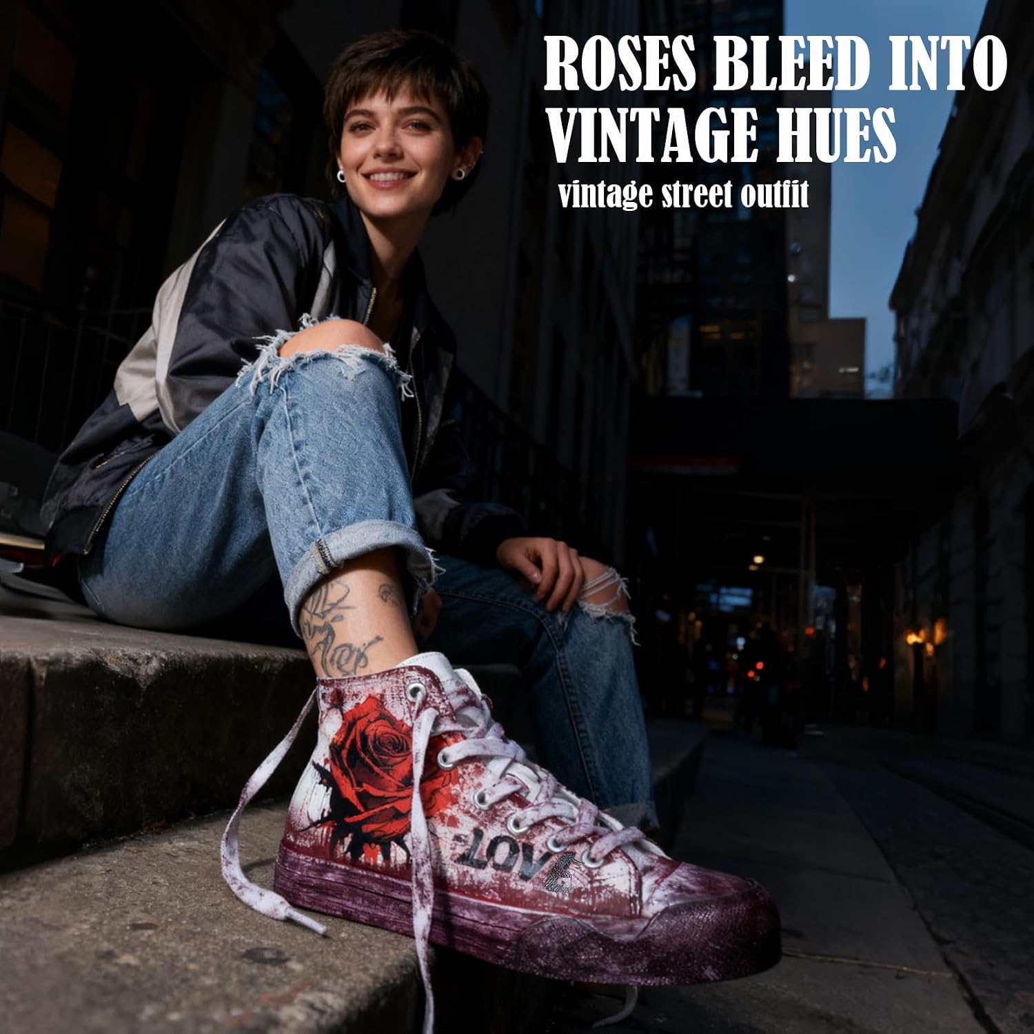 Detalle 2 de GXZUORUI 888-L Unisex High-Top Sneakers with Heart Graffiti