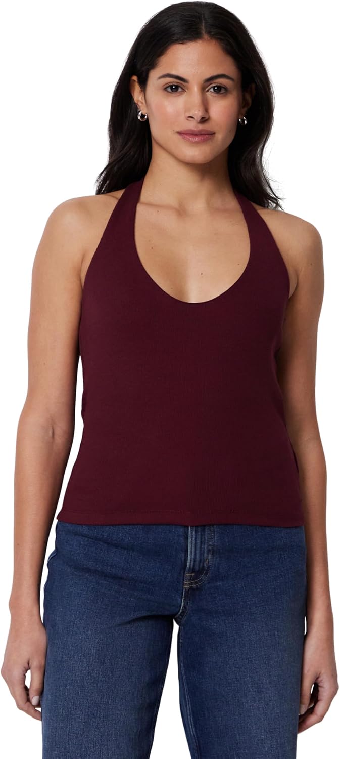 Detalle de Amazon Essentials Women's Slim-Fit Ribbed Halter Top