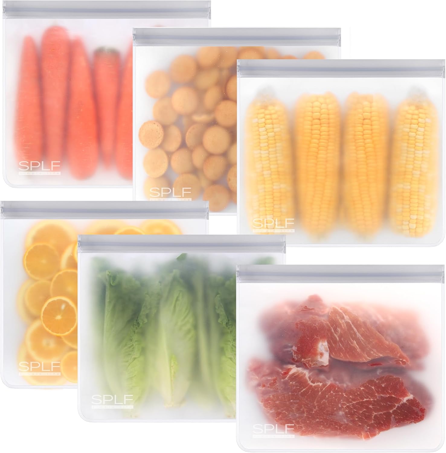 Detalle de SPLF Reusable Food Storage Bags, 1 Gallon