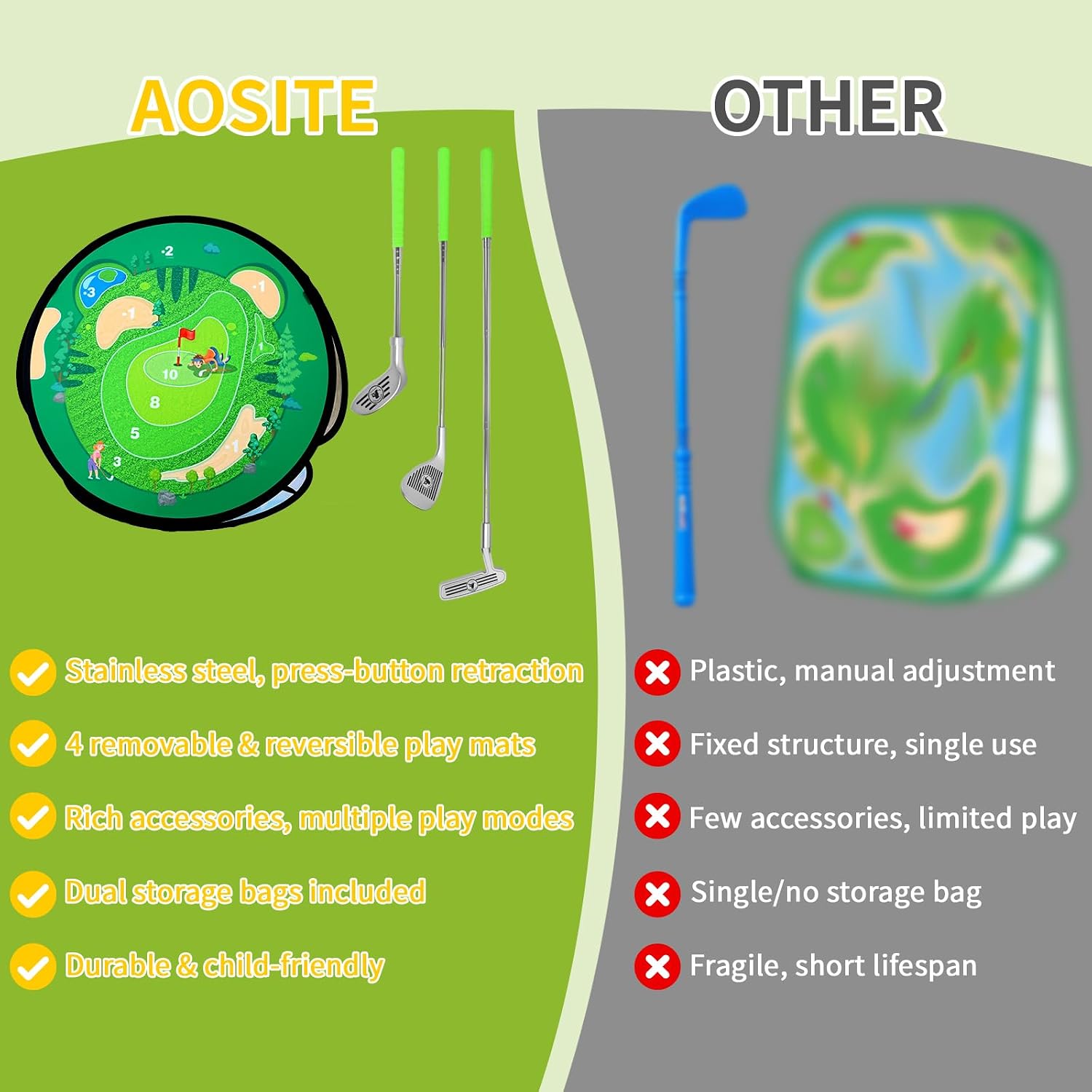 Detalle 2 de AOSITE 5-in-1 Toddler Golf Game Set