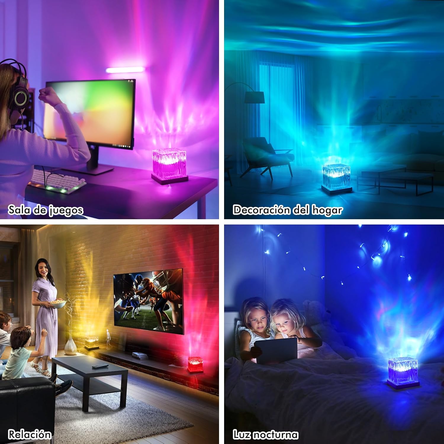 Thumbnail 6 de Dreamy Cubby luce notturna con proiezione galassia ad effetto aurora, 16 colori e telecomando