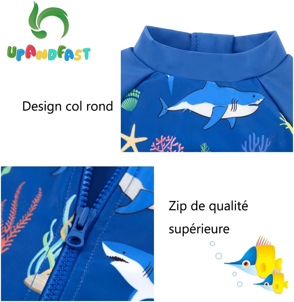 Thumbnail 4 de Maillot de bain une pièce avec fermeture éclair pour bébé garçon upandfast + chapeau – protection UPF 50+