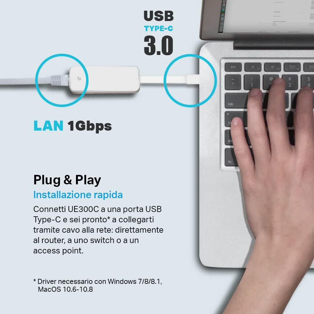Thumbnail 3 de TP-Link UE300C adattatore Ethernet Gigabit USB‑C 1 Gbps 🖧