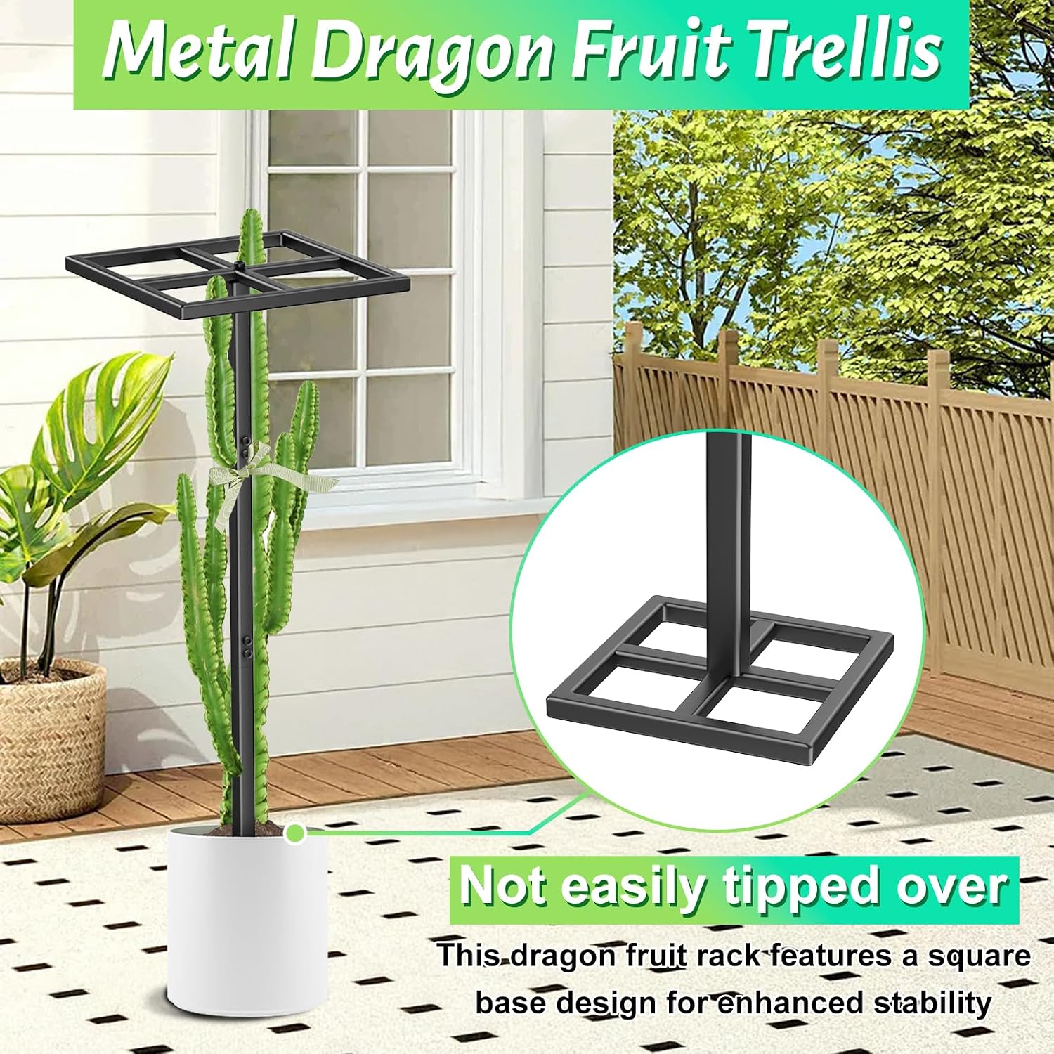 Detalle 1 de ODSNANIE Metal Dragon Fruit Trellis, 44" Adjustable Vertical Support