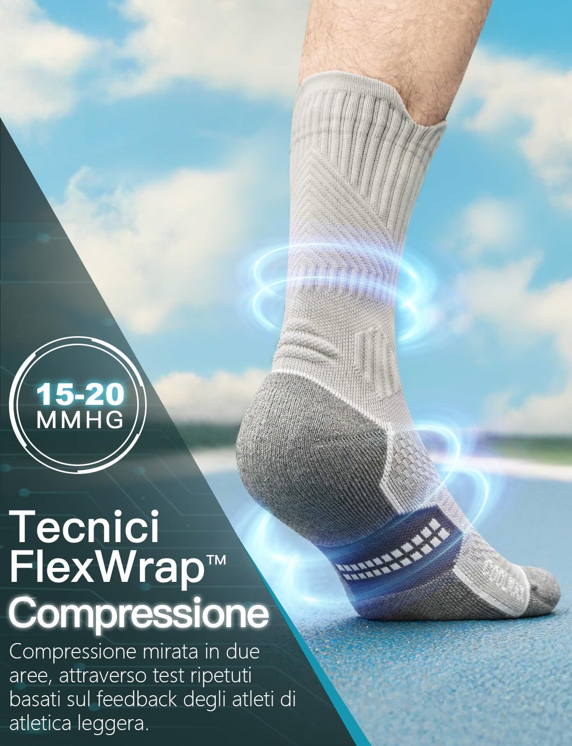 Thumbnail 1 de Juclise Bamboo Coolmax Compression Calzini Sportivi Uomo – Antivesciche, Comfort e Prestazioni per Allenamento e Trekking
