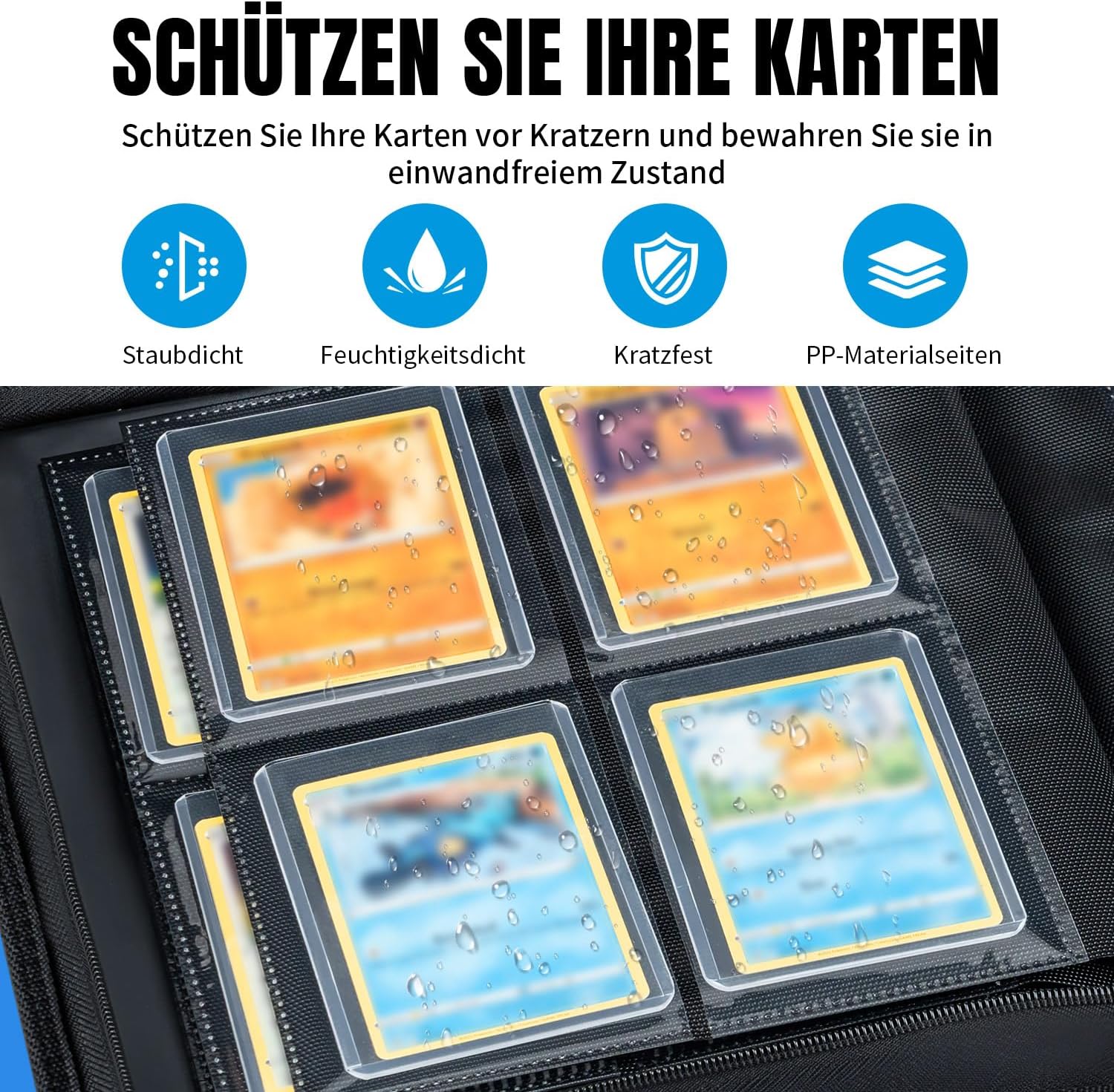 Detalle de Tolesum Toploader Sammelkarten Album – 112 Toploader, 4 Fächer pro Seite, inkl. 10 Toploader Hüllen