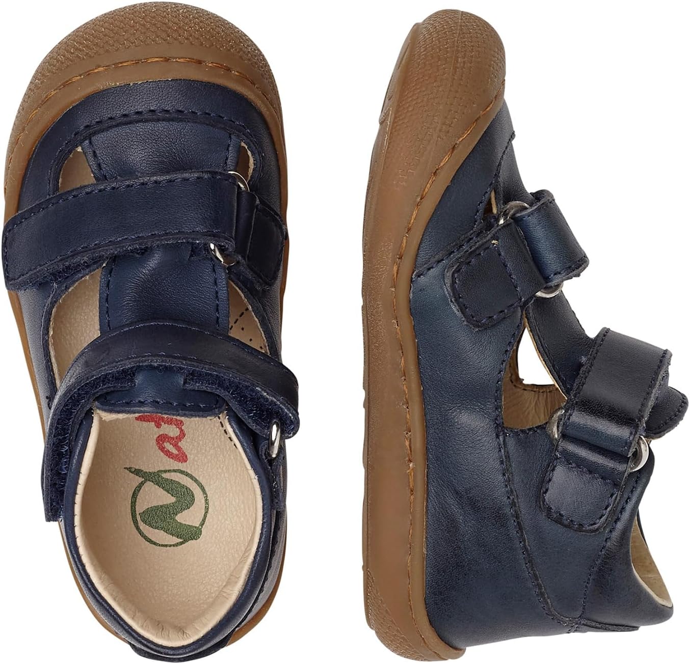 Detalle de Naturino Halb geschlossene Sandalen – Leder, Klettverschluss, robuste Gummi-Außensohle