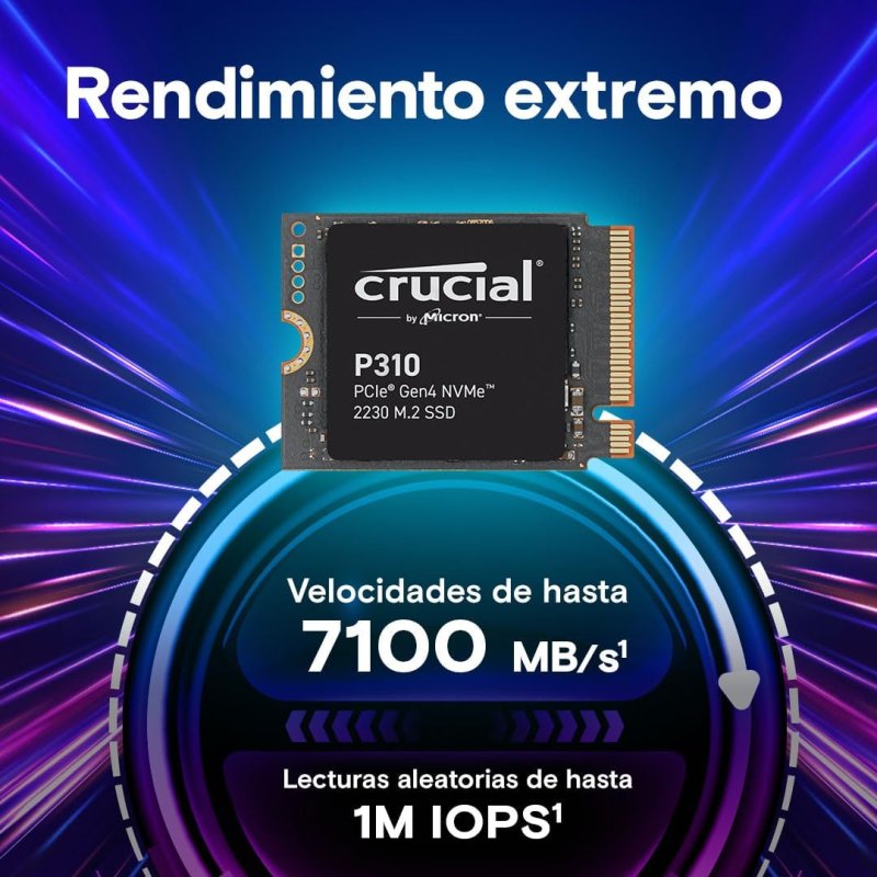 Detalle 2 de Crucial P310 1TB SSD NVMe PCIe Gen4 7.100 MB/s 💾