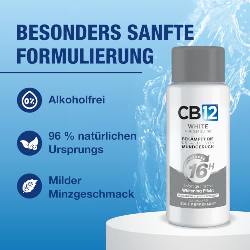 Thumbnail 6 de CB12 White Mundspülung Mint, 500 ml – 12 Stunden frischer Atem, Zähneaufhellung nach 2 Wochen, Fluorid für stärkeren Zahnschmelz