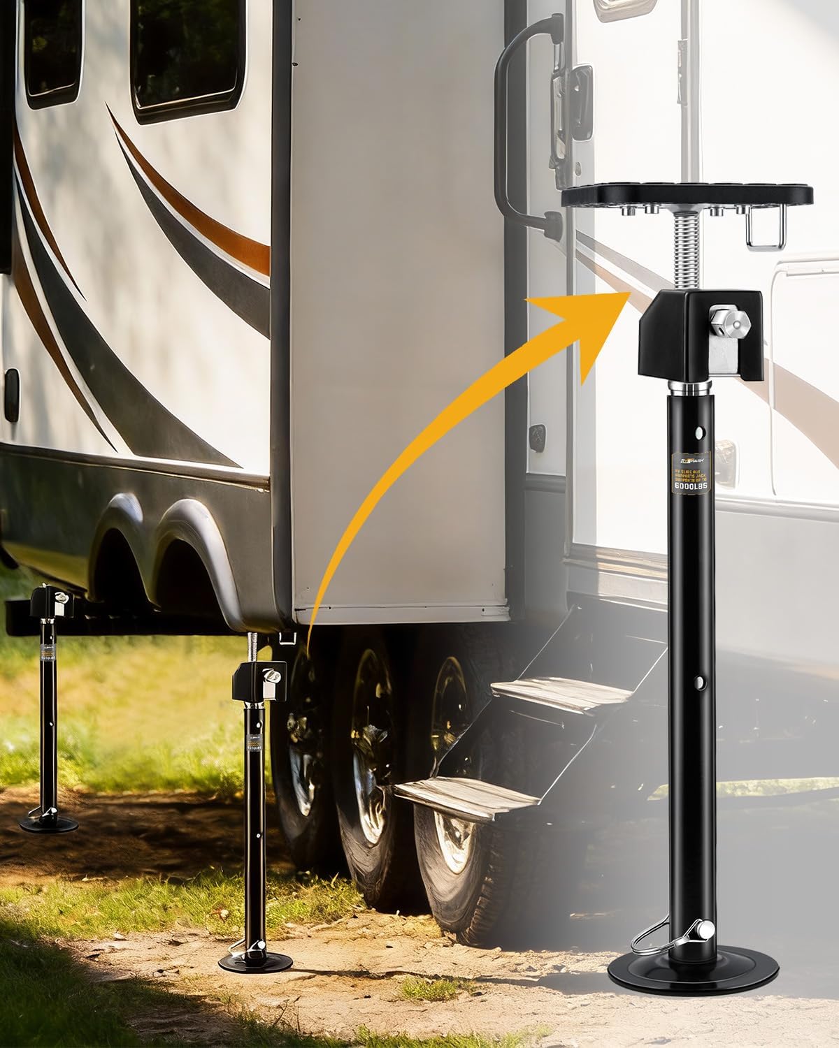 Thumbnail 6 de RVSHARK RV Slide Out Support Jacks Set of 2 (6000lbs Heavy-Duty), Adjustable 20"–49" With Drill or Handle
